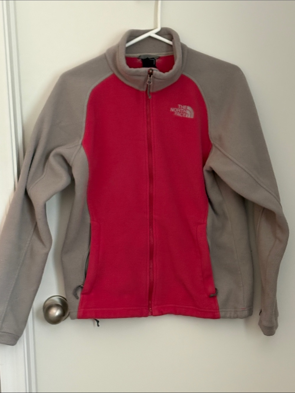 The North Face Red and Gray Full-Zip Fleece Jacket